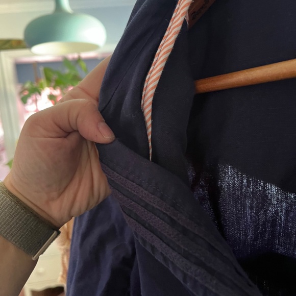 Laura Ashley Cropped Navy Sailor Jacket Size 14 Cotton/Linen - Picture 11 of 12